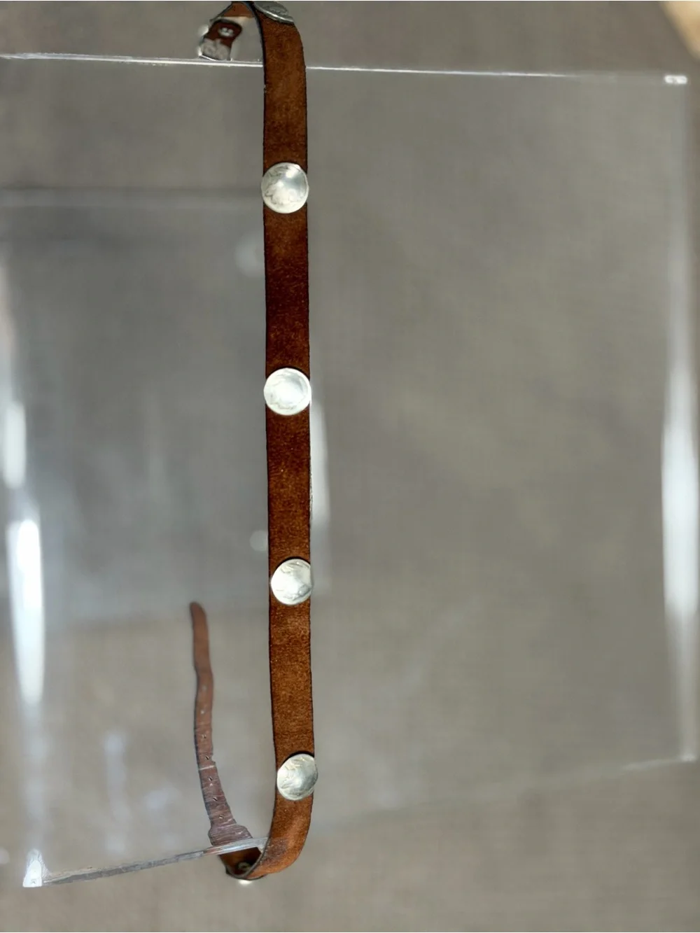 Vintage 1950’s Kids Brown Suede Belt with Silver Conchos